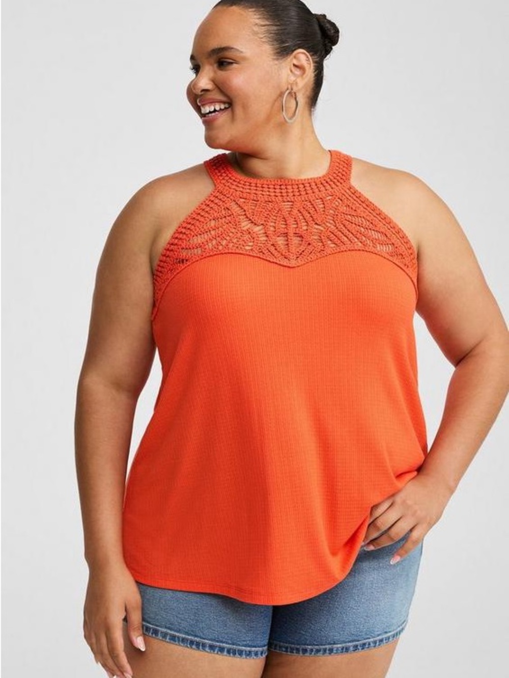 Torrid Crochet-Trim Swing Tank in Vibrant Orange women’s size 2 18/20 NEW